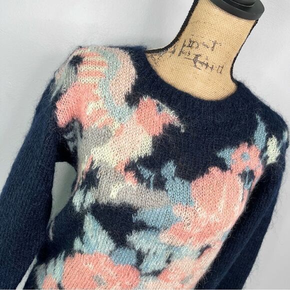 Sz 0P Lauren Cole Vintage Mohair Acrylic Blend Humming Bird Floral Sweater - Picture 7 of 9